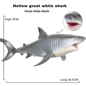 SH- Children's Simulation Marine Life Underwater World Model Hollow White Shark Giant Tooth Shark Nearly 10 inches of Brute Force