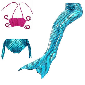 ME- 3 Pcs Mermaid Tail for Swimming Girl's Mermaid Bikini Pool Party Swimsuit Toddler girls summer swimsuit clothes Kids 3~10 Year With Supervision