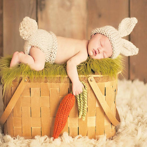 BAB- Newborn Baby Clothes Girls Boys Crochet Knit  Carrot or Bone sold separately for decor Rabbit Baby Caps Hats