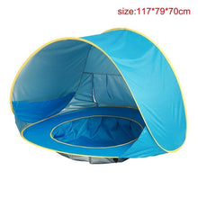 Load image into Gallery viewer, BE- Baby Beach Tent Children Waterproof Pop Up sun Awning Tent UV-protecting Sunshelter with Pool Kid Outdoor Camping Sunshade Beach Approximately 46 inches x 31 inches x 27 inches