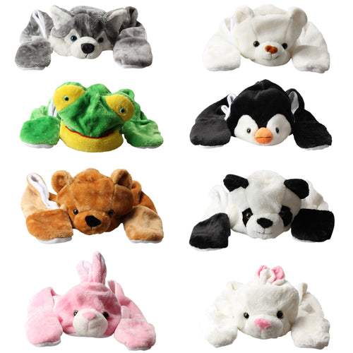 HAT- Animal Bear Panda Cartoon Kids Adult Hats Ears Plush Warm Cap Hat Earmuff Scarf Gloves