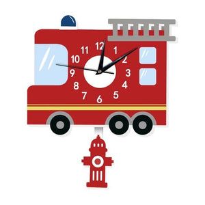 RD-Cartoon Shape Wall Clock For Children Silent Wall Clocks Sun, Fire Truck, Rocket Ship