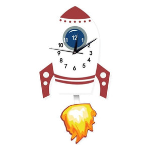 RD-Cartoon Shape Wall Clock For Children Silent Wall Clocks Sun, Fire Truck, Rocket Ship