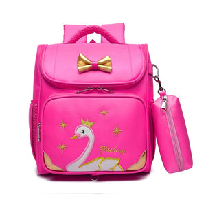 BP- Girls School Bags Swan Backpacks Children Girls Princess Pink Knapsack