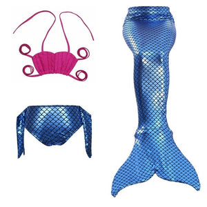 ME- 3 Pcs Mermaid Tail for Swimming Girl's Mermaid Bikini Pool Party Swimsuit Toddler girls summer swimsuit clothes Kids 3~10 Year With Supervision