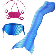Load image into Gallery viewer, ME- 3 Pcs Mermaid Tail for Swimming Girl&#39;s Mermaid Bikini Pool Party Swimsuit Toddler girls summer swimsuit clothes Kids 3~10 Year With Supervision