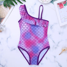 Load image into Gallery viewer, ME- 2019 One Piece Swimsuit Girls Ruffle Mermaid Kids Cute Swimwear One shoulder Swimsuits Swimming Bathing Suit