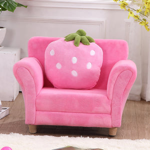 Fashionable Children's Chair in lovely soft, Strawberry Accent. Perfect for princess dress-up area.