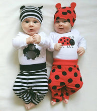 Load image into Gallery viewer, Little Miss Ladybug, pants, shirt and the cutest hat to create a perfect little ladybug.