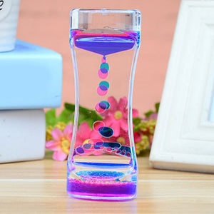 Double Colors Oil Hourglass Liquid Floating Motion Bubbles Timer.