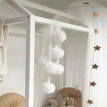 Load image into Gallery viewer, Hanging Chiffon Pom Poms (2 in a set) for Canopy Net Nursery Room Decor.