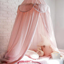 Load image into Gallery viewer, Little Fairy Bed Canopy Dome Baby Girl Net Curtain Lotus Leaf Flaps With Dot Tassel Bedding Valance.