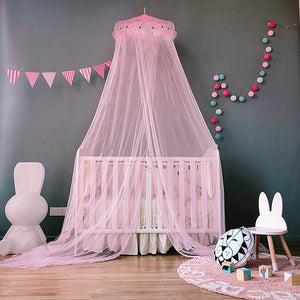 Dreamlike Little Fairy Bed Canopy Embrodered floral Vine Dome.