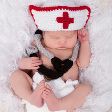 Load image into Gallery viewer, Newborn Baby  Crochet Costume Knitted Outfits Baby Nurse Cap Set.
