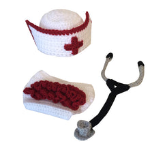 Load image into Gallery viewer, Newborn Baby  Crochet Costume Knitted Outfits Baby Nurse Cap Set.