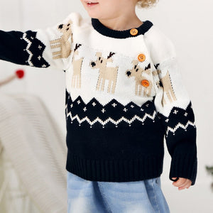 Christmas Winter Sweater for Girls and Boys Thick Knitted Bottoming O-Neck Pullover.