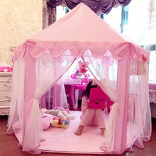 Load image into Gallery viewer, Children&#39;s Princess Pink Castle Tents. Portable play areas for Boys and Girls. Indoor and Outdoor Garden Folding Play Tent and available accessories.