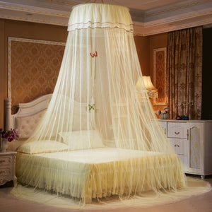 Elegant Round Lace Netting Bed Canopy. Every Age a Princess Curtain Dome for Peaceful Comfort.