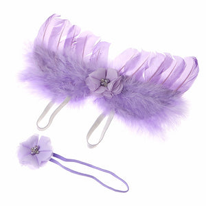 BAB- Fashion Newborn Baby Kids Feather Lace Headband & Angel Wings Flowers