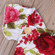 Load image into Gallery viewer, ZG-2019 Floral Newborn Baby Girl Clothes Ruffles Sleeve Bodysuit with matching Headband  6-24M