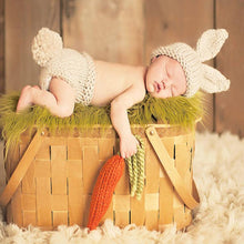 Load image into Gallery viewer, BAB- Newborn Baby Clothes Girls Boys Crochet Knit  Carrot or Bone sold separately for decor Rabbit Baby Caps Hats