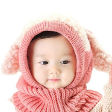 Load image into Gallery viewer, HAT- Baby Toddler Winter Beanie Warm Hat Hooded Scarf Earflap Knitted Cap Infant Cute Cartoon Rabbit Hat Scarf Set Earflap Caps