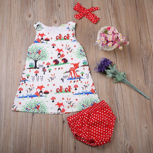 Newborn Baby Girl Clothes Toddler Floral Headband Cartoon Dress Dot Shorts Outfits Clothes