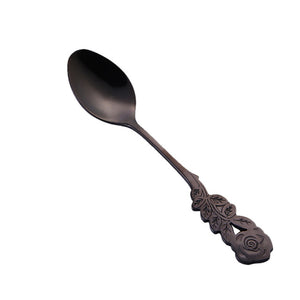 Spoons-Roses Mini Stainless Steel Flower Coffee Spoon Stirring Spoon Teaspoon Tea Spoon Dessert Spoon Long Handle Tableware