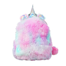 Load image into Gallery viewer, BP- 2019 Rainbow Unicorn Sequin Mini Backpack Toddler Girls&#39; Pink PU Leather Backpacks Silver Plush Fluffy Glitter Bag for Girls