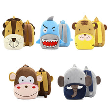 Load image into Gallery viewer, BP- Animal Plush Backpack Cartoon School Shoulder Bag Kid Snack Plush  Soft Baby Monkey, Lion,Tiger, Shark, and Elephant