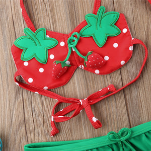 Strawberries! 1-6Y Kids baby girl clothing 3Pcs  girl's Strawberry Swim Set