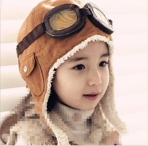 HAT- Child Pilot Aviator Hat Earmuffs Beanies Kids Autumn Winter Warm Earflap Ear Protection Cap Child Accessories