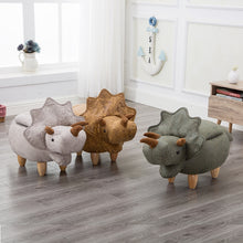Load image into Gallery viewer, Dinosaur Shape Creative Wooden Footstool Sturdy  Bench Sofa with Bronzing Fabric Wooden Legs Multicolor