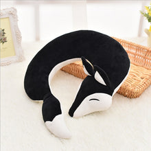 Load image into Gallery viewer, PI- Lovely Fox Animal Cotton Plush U Shape Neck Pillow Travel Car Home Pillow Nap Pillow Health Care with Eye Mask