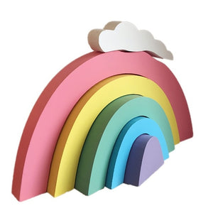RD- Kids Room Rainbow Decoration Wooden Rainbow Building Blocks Children's Decorative Toys