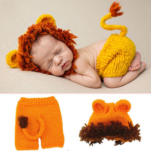 BAB- Hand made 2019 New  Cute Lion Baby Hats Newborn Soft Hand-knit Animal Baby