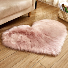 Load image into Gallery viewer, Love Heart Shaped Faux Fur Artificial Sheepskin Shaggy Anti-Skid Area Rug Carpet Bedroom Floor Mat Dining Room Home Decor