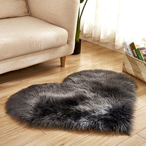 Love Heart Shaped Faux Fur Artificial Sheepskin Shaggy Anti-Skid Area Rug Carpet Bedroom Floor Mat Dining Room Home Decor