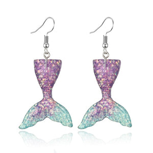 Colorful Mermaid Fishtail Drop Earrings Fashion Dangle Earring.