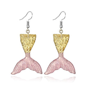 Colorful Mermaid Fishtail Drop Earrings Fashion Dangle Earring.