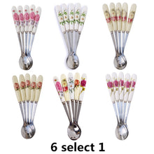 Load image into Gallery viewer, 5 Pcs/Set; Cute Stainless Steel mini Coffee Spoon Set.  Kitchen tea spoons With Long Handles to use with Ice Cream Desserts.