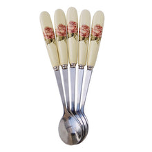 Load image into Gallery viewer, 5 Pcs/Set; Cute Stainless Steel mini Coffee Spoon Set.  Kitchen tea spoons With Long Handles to use with Ice Cream Desserts.
