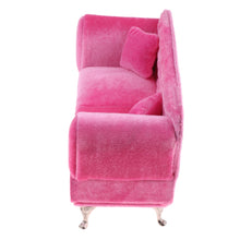 Load image into Gallery viewer, 1/6 Scale Pink Double Couch Long Sofa Model for  Dolls High quality Fashion Dollhouse Furniture.