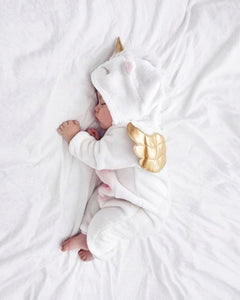 ZG-Baby Girl 3D Unicorn Flannel Rompers girls Zipper Jumpsuit Newborn Romper Clothes
