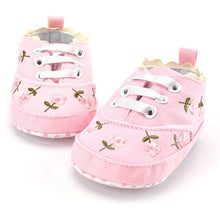 Load image into Gallery viewer, Baby Girl Shoes White Lace Floral Embroidered  Prewalkers.